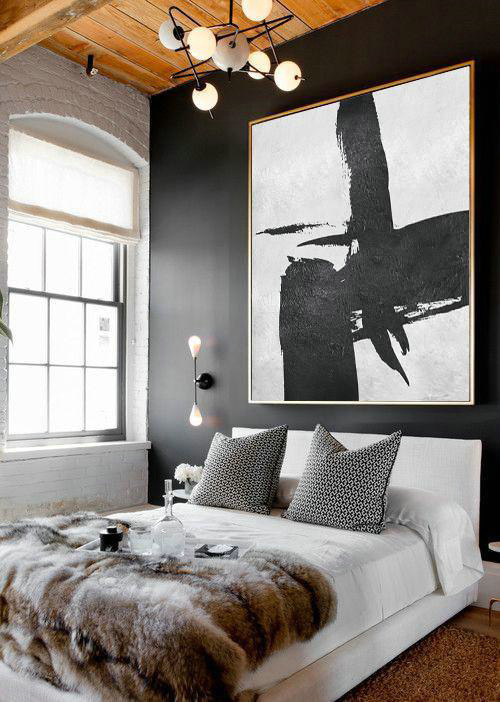 Extra Large 72" Acrylic Painting,Oversized Minimal Black And White Painting - Contemporary Art Acrylic Painting